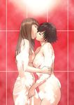  breast_press breasts fingering kishi_torajirou kiss large_breasts maka-maka medium_breasts multiple_girls nipples nude soap_bubbles symmetrical_docking yuri 