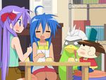  char_aznable char_aznable_(cosplay) cosplay go_robots gundam hiiragi_kagami izumi_konata lucky_star mole mole_under_eye multiple_girls wavy_mouth 