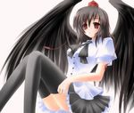  black_wings hat looking_at_viewer shameimaru_aya shirotsuki_kouta solo thighhighs touhou wings zettai_ryouiki 