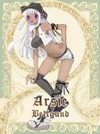  bandeau breasts cleavage cowboy_hat dark_skin full_body hand_on_hip hat large_breasts long_hair midriff navel open_mouth original purple_eyes saibashi short_shorts shorts silver_rain smile solo underboob western white_hair 