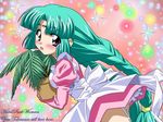  braid canal_vorfeed green_hair lost_universe maid solo sugimura_tomokazu thighhighs twin_braids 