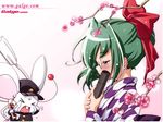  &gt;_&lt; artist_request blush bow cherry_blossoms closed_eyes galge.com glasses graduation green_hair hair_bow hands_on_own_chest hat mouse mouse_(galge.com) original scanner_(galge.com) short_hair tears watermark web_address yagasuri 