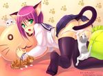  akamaru animal_ears bent_over cat cat_ears galge.com panties panty_pull school_uniform solo tail thighhighs underwear 