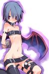  asymmetrical_clothes bat_wings bdsm belt beltbra bondage bound chain flat_chest jpeg_artifacts leather lilith_aensland mitsuki_mouse single_thighhigh solo thighhighs vampire_(game) wings 