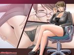  adjusting_eyewear ass bent_over breasts business_suit choker cleavage crossed_legs formal g-string galge.com glasses high_heels huge_breasts jacket lace lace_panties legs long_legs looking_at_viewer miniskirt paneled_background panties pencil_skirt shoes sitting skirt skirt_suit suit tatsunami_youtoku teacher thighs thong underwear zoom_layer 