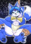  2019 absurd_res anthro athletic blue_eyes blue_fur breasts butt canine clothed clothing featureless_crotch feet female fluffy fluffy_tail fox fur hi_res krystal loincloth looking_at_viewer mammal navel nintendo open_mouth pawpads setonanaki13 skimpy solo star_fox video_games white_fur 