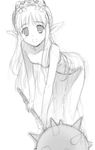  copyright_request greyscale hima mace monochrome pointy_ears sketch solo weapon 