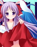  animal_ears bunny_ears hakama hiiragi_kagami japanese_clothes lucky_star miko natsume_eri purple_hair red_hakama skirt skirt_lift solo 