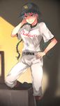  baseball_uniform clothes_writing momoe_maria ookiku_furikabutte shiratama_shima solo sportswear sweat 