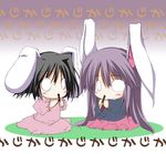  animal_ears bunny_ears eating food inaba_tewi lowres multiple_girls pocky reisen_udongein_inaba sen_(astronomy) touhou 