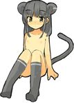  animal_ears copyright_request flat_chest kneehighs mouse_ears mukoujima_tenro nude socks solo tail 