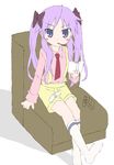  book food hiiragi_kagami lucky_star pocky purple_hair saeki_nao shorts socks solo twintails yo-jin 