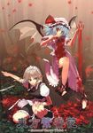  bat_wings blood blood_on_face izayoi_sakuya morii_shizuki multiple_girls remilia_scarlet touhou wings 