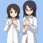  awa fujiyoshi_harumi hitou_nami lowres multiple_girls oekaki open_clothes open_shirt sayonara_zetsubou_sensei shirt 