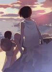  cloud copyright_request highres light multiple_girls muted_color sky sun sunset takamichi 