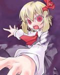  blonde_hair darkness fang hair_ribbon lowres necktie nyagakiya outstretched_arms red_eyes ribbon rumia short_hair solo spread_arms touhou 