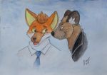  aggressive_retsuko agresu anthro canine eldingo eldingo_(artist) fox fur haida hyena invalid_tag male mammal ookami traditional_media_(artwork) watercolor_(artwork) 