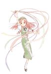  braid chinese_clothes full_body hat hong_meiling long_hair looking_at_viewer puffy_short_sleeves puffy_sleeves red_hair ribbon shoes short_sleeves socks solo star touhou twin_braids white_background 