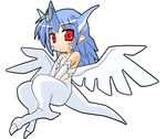  artist_request blue_hair claws dragon friedrich gem genderswap genderswap_(mtf) headpiece long_hair looking_at_viewer lowres lyrical_nanoha mahou_shoujo_lyrical_nanoha_strikers personification simple_background solo white_background white_wings wings 