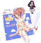  camcorder cardcaptor_sakura cosplay daidouji_tomoyo daidouji_tomoyo_(cosplay) flying fuuin_no_tsue hamayumiba_sou idolmaster idolmaster_(classic) idolmaster_1 kero kinomoto_sakura kinomoto_sakura_(cosplay) magical_girl minase_iori multiple_girls parody takatsuki_yayoi twintails wand 