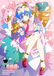  bare_legs blonde_hair blue_hair bracelet brooch collar curly_hair dress drill full_body gem jewelry looking_at_viewer machinery necktie nia_teppelin oota_takeshi pink_dress red_neckwear solo tengen_toppa_gurren_lagann 