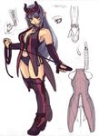  blue_hair blush demon_girl elf horns mask pointy_ears ragnarok_online solo thighhighs whip xration zealotus zherlthsh 