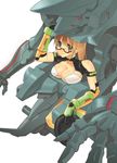  black_eyes blonde_hair breasts cleavage copyright_request glasses large_breasts makishima_azusa mecha solo 
