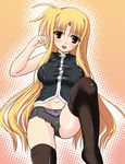  blonde_hair fate_testarossa johnny_(from_scratch) long_hair lyrical_nanoha mahou_shoujo_lyrical_nanoha_strikers panties solo thighhighs underwear very_long_hair 