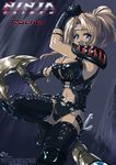  armor armpits axe belt black_legwear blonde_hair blue_eyes breasts cleavage daniel_fielding earrings gloves hammer headband jewelry large_breasts ninja_gaiden ponytail rachel_(ninja_gaiden) solo thighhighs weapon 