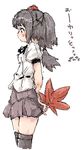  black_wings blush expressionless hat looking_away lowres profile randou shameimaru_aya solo thighhighs touhou wings zettai_ryouiki 