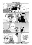  3girls animal_ears arf belt bow cape comic doujinshi english familiar fate_testarossa fingerless_gloves forehead_jewel gauntlets gloves greyscale hard_translated lyrical_nanoha magical_boy magical_girl mahou_shoujo_lyrical_nanoha mahou_shoujo_lyrical_nanoha_a's mikage_takashi monochrome multiple_girls takamachi_nanoha translated twintails wolf_ears yuuno_scrya 