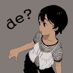  :p black_hair copyright_request de? ryo_chimo shirt short_hair solo striped t-shirt thumbs_down tongue tongue_out 