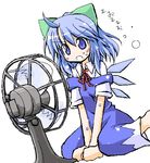  ahoge cirno electric_fan fan_speaking lowres md5_mismatch oekaki solo sweat touhou wings yuuhi_alpha 