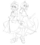  greyscale konpaku_youmu konpaku_youmu_(ghost) monochrome multiple_girls rokuwata_tomoe saigyouji_yuyuko sketch sword touhou weapon 