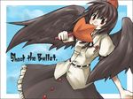  black_hair black_wings elista hat looking_at_viewer red_eyes shameimaru_aya smile solo tokin_hat touhou wings 