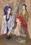  blue_hair brown_hair chinese_clothes endou_saya_(artist) green_eyes hanfu juuni_kokuki long_hair multiple_girls nakajima_youko ouki_suzu red_hair shoukei_(juuni_kokuki) 