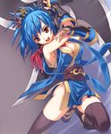  blue_hair breasts cleavage large_breasts matsuryuu ninja_(ragnarok_online) ragnarok_online red_eyes solo sword thighhighs weapon 