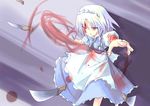  blood blood_on_face braid izayoi_sakuya short_hair silver_hair solo sorano_eika touhou twin_braids 