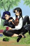  blush book breast_press breasts glasses large_breasts long_hair multiple_girls nancy_makuhari read_or_die uon_taraku yomiko_readman yuri 