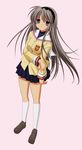  absurdres blue_eyes clannad highres hikarizaka_private_high_school_uniform long_hair sakagami_tomoyo school_uniform silver_hair solo vector_trace 