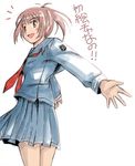  blush kibina_high_school_uniform kimi_kiss nyazui open_mouth outstretched_arms ponytail sakino_asuka school_uniform serafuku short_hair skirt smile solo spread_arms 