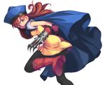  alena_(dq4) angry boots cape claws dragon_quest dragon_quest_iv gloves hat knee_boots kurokurokuro long_hair pantyhose princess red_eyes red_hair skirt solo yellow_skirt 