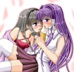  clannad fujibayashi_kyou hiiragi_tomoka multiple_girls sakagami_tomoyo sexually_suggestive thighhighs yuri 