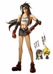  2boys artist_request brown_hair cloud_strife cosplay crossdressing final_fantasy final_fantasy_vii long_hair miniskirt multiple_boys parody pencil_skirt skirt suspender_skirt suspenders tifa_lockhart tifa_lockhart_(cosplay) translated vincent_valentine 