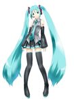  animated animated_gif aqua_hair aqua_neckwear blinking hatsune_miku long_hair necktie sabamu solo thighhighs twintails very_long_hair vocaloid zettai_ryouiki 