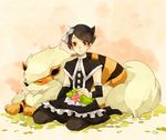  arcanine bad_id bad_pixiv_id black_hair gen_1_pokemon gen_4_pokemon gothic_lolita ioko lolita_fashion mai_(pokemon) pantyhose pokemon pokemon_(creature) pokemon_(game) pokemon_dppt ribbon shaymin sleeping 