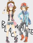 1girl bad_id bad_pixiv_id baseball_cap brown_hair hat pokemon pokemon_(game) pokemon_bw ponytail shirako_miso touko_(pokemon) touya_(pokemon) 