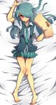  bed blue_hair crossdress crossdressing hair_over_one_eye highres inazuma_eleven inazuma_eleven_(series) kazemaru_ichirouta miyukiyo trap uniform 