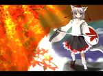  animal_ears geta hat inubashiri_momiji leaf side_b solo sword tengu-geta tokin_hat touhou weapon wolf_ears 