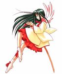  akamatsu_ken angel_wings aoyama_motoko black_hair bokken long_hair love_hina pleated_skirt skirt socks solo sword weapon wings wooden_sword 